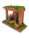 Portal de belén, cueva con figuras del nacimiento 8,5 x 12 x 5 cm, niño Jesús, virgen María, José, buey y mula, pesebre belén na