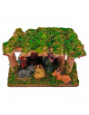 Portal de belén, cueva con figuras del nacimiento 8,5 x 12 x 5 cm, niño Jesús, virgen María, José, buey y mula, pesebre belén na