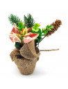 Maceta decorativa navidad de poliéster con glitter 17 cm, planta artificial, decoración festiva repisa chimenea, ventana, estant