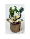 Maceta decorativa navidad de poliéster con glitter 17 cm, planta artificial, decoración festiva repisa chimenea, ventana, estant