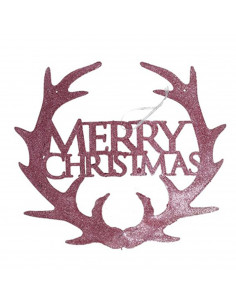 Cartel decorativo de cuernos de reno "Merry Christmas" 31,5 x 28 cm, adorno de navidad, decoración festiva salón, dormitorio, ho