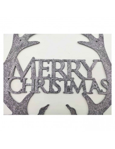 Cartel decorativo de cuernos de reno "Merry Christmas" 31,5 x 28 cm, adorno de navidad, decoración festiva salón, dormitorio, ho