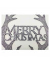 Cartel decorativo de cuernos de reno "Merry Christmas" 31,5 x 28 cm, adorno de navidad, decoración festiva salón, dormitorio, ho