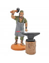 Tradineur - Figura de herrero con yunque para belén navideño 11 cm, durexina, figura decorativa nacimiento, pesebre, navidad, de
