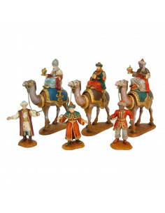 Tradineur - Reyes, camellos y pajes 20 y 11 cm, durexina,  figuras reyes magos para belén, melchor, gaspar y baltasar, nacimient