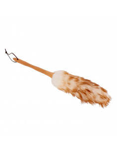 Plumero de lana y mango de bambú 49 cm, mango de madera con cordón, plumero atrapapolvo reutilizable, quitar el polvo, telas de