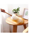Plumero de lana y mango de bambú 49 cm, mango de madera con cordón, plumero atrapapolvo reutilizable, quitar el polvo, telas de