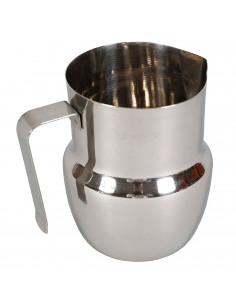 Tradineur - Jarra de leche de acero inoxidable 600 ml, jarra para espuma de café 11 x 9 x 11,5 cm, asa y pico vertedor, cafeterí