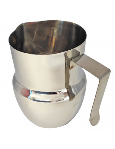 Tradineur - Jarra de leche de acero inoxidable 600 ml, jarra para espuma de café 11 x 9 x 11,5 cm, asa y pico vertedor, cafeterí