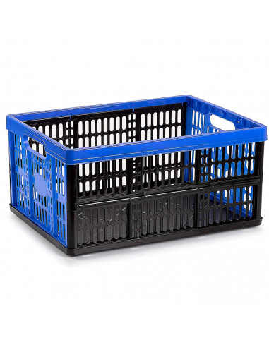 Tradineur - Caja plegable de plástico 32 litros, 22,5 x 47,2 x 34,5 cm, peso máximo 18 kg, caja, contenedor con asas para transp