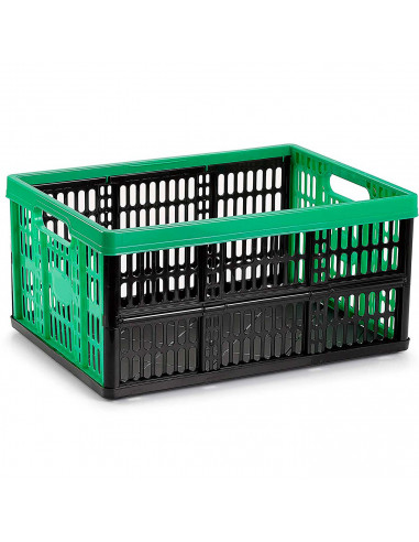 Tradineur - Caja plegable de plástico 32 litros, 22,5 x 47,2 x 34,5 cm, peso máximo 18 kg, caja, contenedor con asas para transp