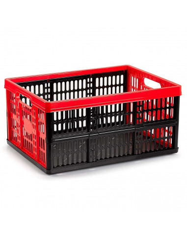 Tradineur - Caja plegable de plástico 32 litros, 22,5 x 47,2 x 34,5 cm, peso máximo 18 kg, caja, contenedor con asas para transp