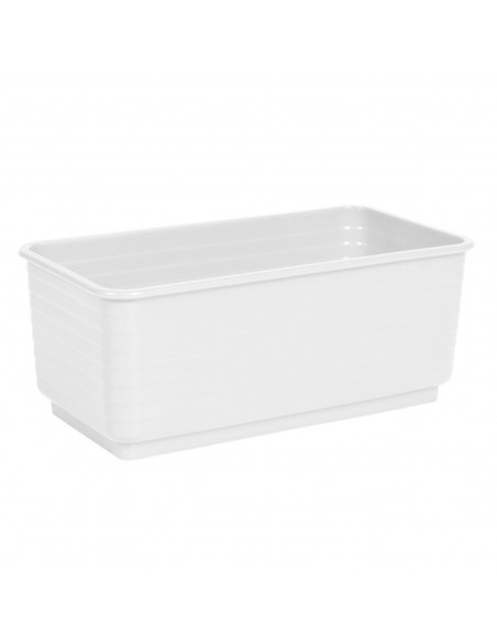 Jardinera rectangular blanca de plástico 10 x 24,7 x 13 cm, maceta, macetero, recipiente para plantas y flores, uso interior o e