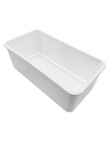 Jardinera rectangular blanca de plástico 10 x 24,7 x 13 cm, maceta, macetero, recipiente para plantas y flores, uso interior o e
