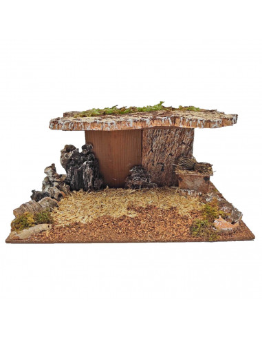 Tradineur - Cueva de corcho para figuras del nacimiento de 8-10 cm, portal, pesebre para belén navideño 11 x 24 x 13 cm, figura