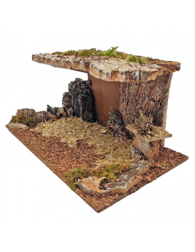 Tradineur - Cueva de corcho para figuras del nacimiento de 8-10 cm, portal, pesebre para belén navideño 11 x 24 x 13 cm, figura