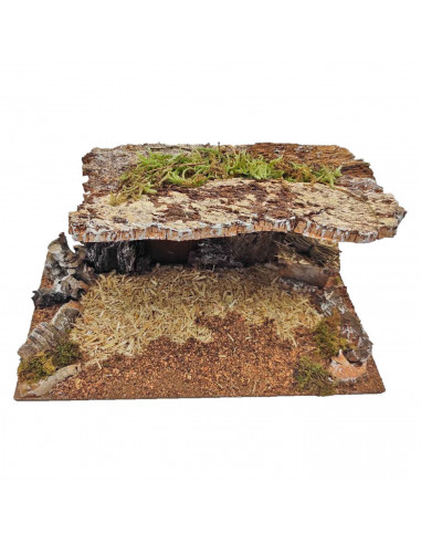 Tradineur - Cueva de corcho para figuras del nacimiento de 8-10 cm, portal, pesebre para belén navideño 11 x 24 x 13 cm, figura