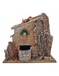 Tradineur - Fuente eléctrica para belén 13 x 15,3 x 8,7 cm, 2,5W, fuente rústica con agua para portal, nacimiento, figura decora