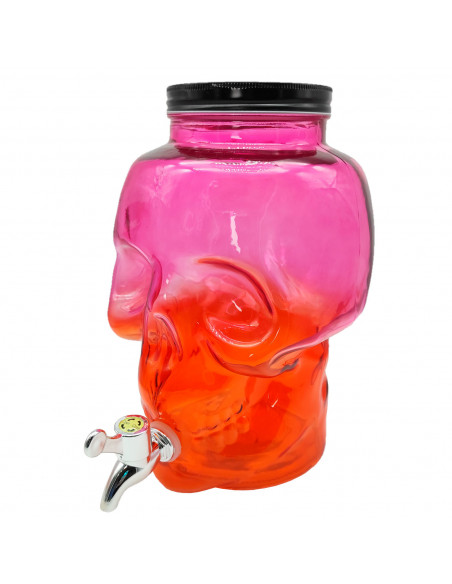 Tarro dispensador de cristal con grifo 4 litros, diseño de calavera 26 x 17 cm, bote dispensador, botella con grifo, recipiente