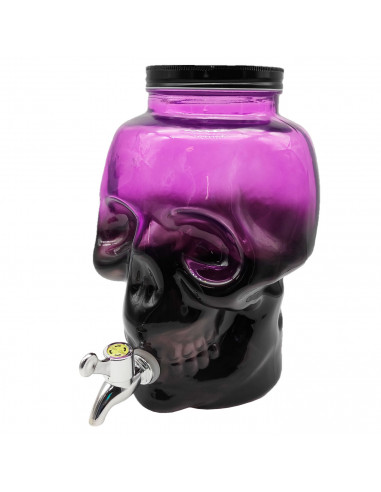 Tradineur - Tarro dispensador con grifo - Diseño de calavera de cristal - Capacidad de 4 Litros - Recipiente para servir agua, b