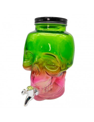 Tradineur - Tarro dispensador con grifo - Diseño de calavera de cristal - Capacidad de 4 Litros - Recipiente para servir agua, b