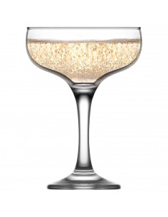 Tradineur - Set de 6 copas de champagne de cristal, 235 ml, modelo Misket, juego de copas clásicas con tallo fino 9,5 x 13,5 cm