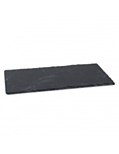 Tradineur - Plato de Pizarra Rectangular, Bandeja para hosteleria, servicio y degustación, Canto rústico, Tabla de Piedra Natura
