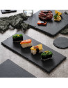 Tradineur - Plato de Pizarra Rectangular, Bandeja para hosteleria, servicio y degustación, Canto rústico, Tabla de Piedra Natura