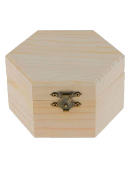 Caja de madera hexagonal con cierre metálico 6 x 11,7 x 10,3 cm, cajita decorativa de madera natural sin tratar para manualidade Caja de madera hexagonal con cierre metálico 6 x 11,7 x 10,3 cm, cajita decorativa de madera natural sin tratar para manualidade