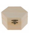 Caja de madera hexagonal con cierre metálico 6 x 11,7 x 10,3 cm, cajita decorativa de madera natural sin tratar para manualidade