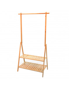 Perchero zapatero de madera 2 baldas y colgador 75 x 40 x160 cm, soporte ropa, zapatos, bolsos para entrada, recibidor, dormitor