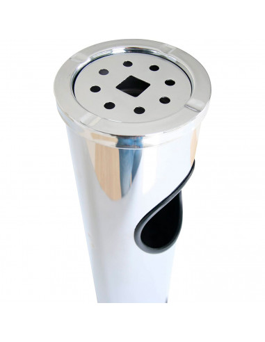Papelera de pie metálica cilíndrica con cenicero extraíble, interior y exterior, base antideslizante, negocios, espacios público