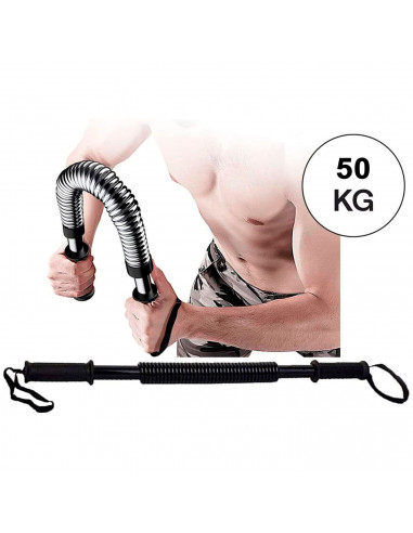 Tradineur - Barra de musculación 50 kg, barra flexible de ejercicio de resistencia, máquina entrenamiento de brazo y pectorales,