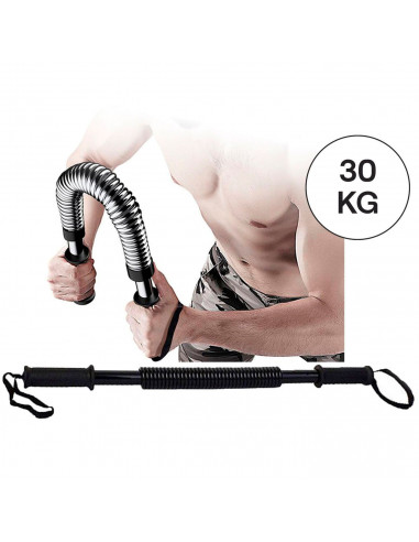 Tradineur - Barra de musculación 30 kg, barra flexible de ejercicio de resistencia, máquina entrenamiento de brazo y pectorales,