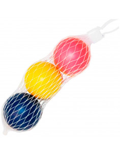 Tradineur - Set de 3 pelotas de goma para palas de playa, diámetro 4 cm, bolas de repuesto actividades al aire libre, colores al