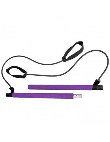 Tradineur - Barra de pilates con bandas de resistencia, barra fitness portátil con enganches para los pies, ejercicio en casa, y
