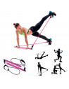 Tradineur - Barra de pilates con bandas de resistencia, barra fitness portátil con enganches para los pies, ejercicio en casa, y