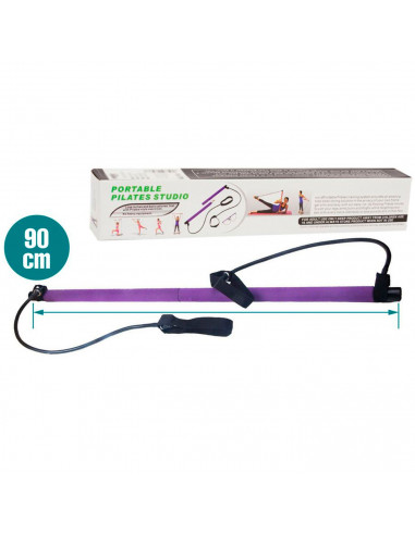 Tradineur - Barra de pilates con bandas de resistencia, barra fitness portátil con enganches para los pies, ejercicio en casa, y