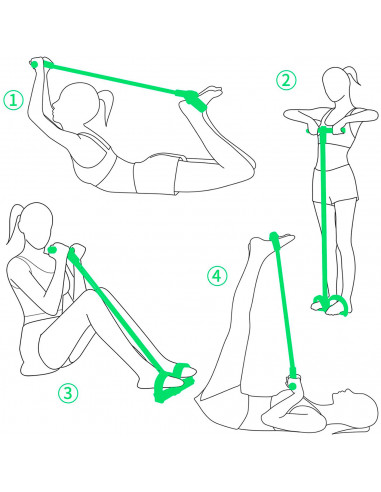 Banda elástica para ejercitar piernas y brazos, 18 kg, 4 tubos y pedal, multifunción, para yoga, fitness, cuerda de ejercicio de