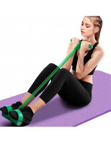 Banda elástica para ejercitar piernas y brazos, 18 kg, 4 tubos y pedal, multifunción, para yoga, fitness, cuerda de ejercicio de