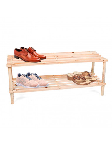 Zapatero de madera 2 estantes, mueble de madera 2 alturas multiusos, soporte para zapatos dos niveles, pasillo, entrada, dormito