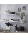 Cesta de almacenamiento rectangular de plástico blanco 28,5 litros, imitación estilo mimbre 22,7 x 39,5 x 34,5 cm, cesta de orde