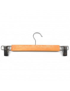Tradineur - Percha de madera con pinzas metálicas para pantalones 12,4 x 32.5 cm. Percha para ropa, pantalones, faldas, ahorro d