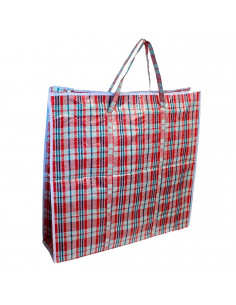 Bolsa plástica de almacenaje 85 x 60 x 30 cm, diseño a cuadros con cremallera y asas  bolsa reutilizable con cierre para mudanza