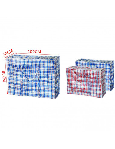 Bolsa plástica almacenaje a cuadros con cremallera y asas 100 x 80 x 30 cm, bolsa reutilizable con cierre para mudanza, almacena