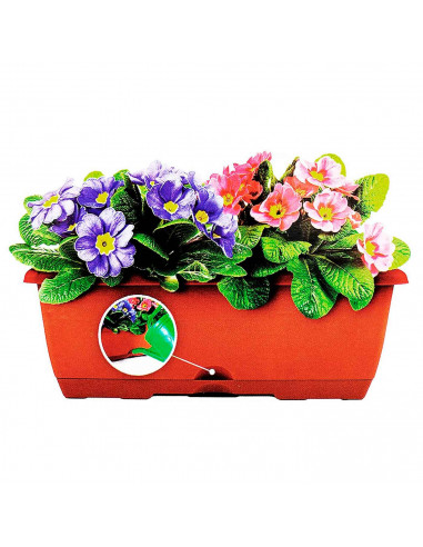 Tradineur - Jardinera para balcón con plato integrado - Fabricado en plástico - Capacidad de 8 L - 17 x 40 x 19,5 cm - Color Mar