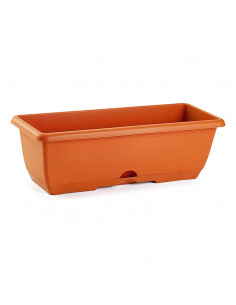Tradineur - Jardinera para balcón con plato integrado - Fabricado en plástico - Capacidad de 10 L - 17 x 50 x 19,5 cm - Color Ma