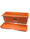 Tradineur - Jardinera para balcón con plato integrado - Fabricado en plástico - Capacidad de 10 L - 17 x 50 x 19,5 cm - Color Ma