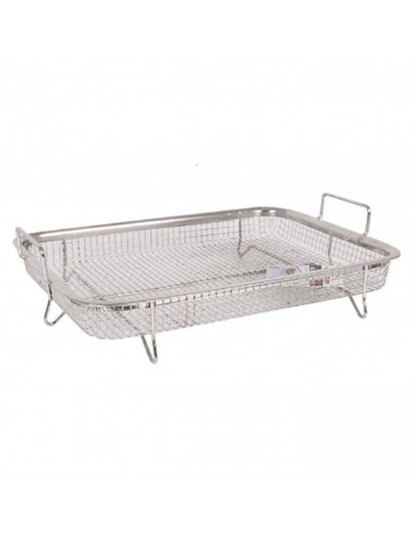 Bandeja, rejilla de horno de acero inoxidable con patas y asas 31,7 x 22,4 x 8 cm, rejilla rectangular para hornear, asado, gril