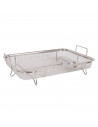 Bandeja, rejilla de horno de acero inoxidable con patas y asas 31,7 x 22,4 x 8 cm, rejilla rectangular para hornear, asado, gril